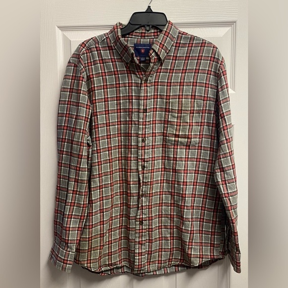 💕2 For $10 Saddlebred Men’s 100% Cotton Plaid Flannel Button Up Shirt Size Large - Picture 1 of 4